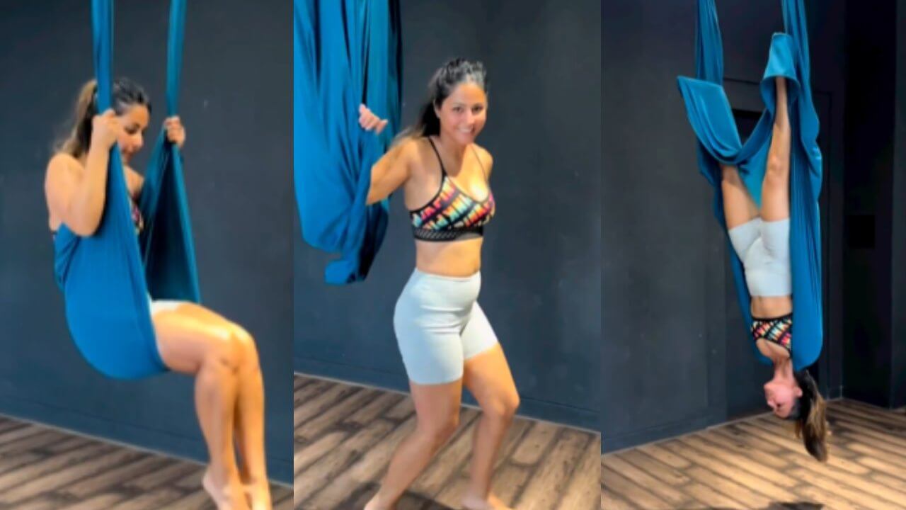 Hina Khan's Crazy Aerial Yoga surprised everyone, watch video 3320