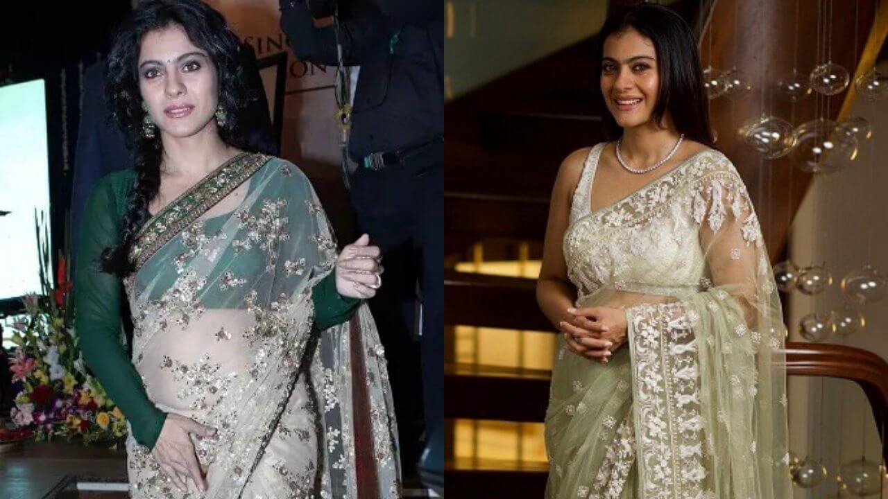 Kajol showed her beautiful and stylish avatar in net saree 3895