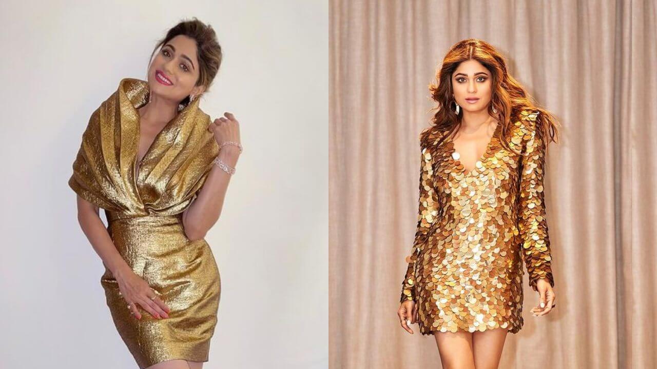 Shamita Shetty rocks the internet in her golden bodycon dress 3098