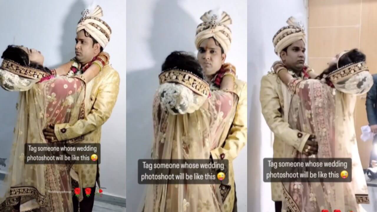 This is how the bride and groom are engrossed in the same pose, the video went viral on the internet 2574