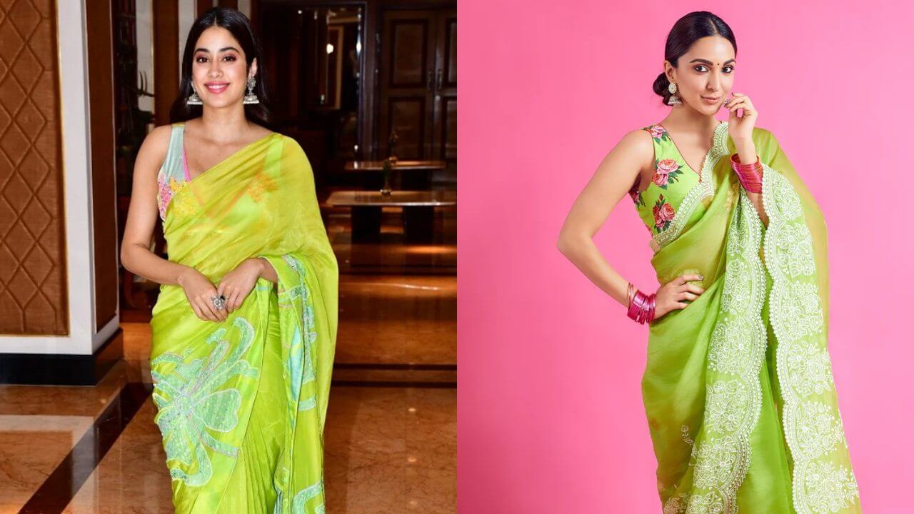 Janhvi Kapoor and Kiara Advani looked stunning in neon floral sarees 6908