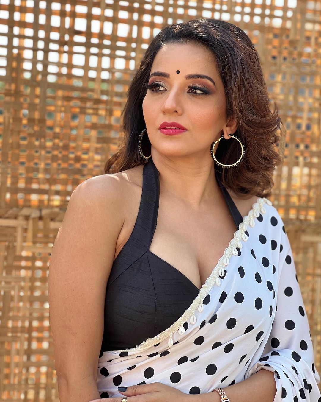 Monalisa or Sapna Chowdhary: Who showed her beautiful style in black and white polka dot saree? 7957