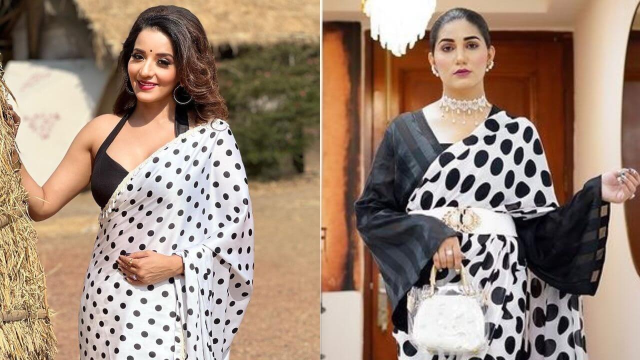 Monalisa or Sapna Chowdhary: Who showed her beautiful style in black and white polka dot saree? 7962